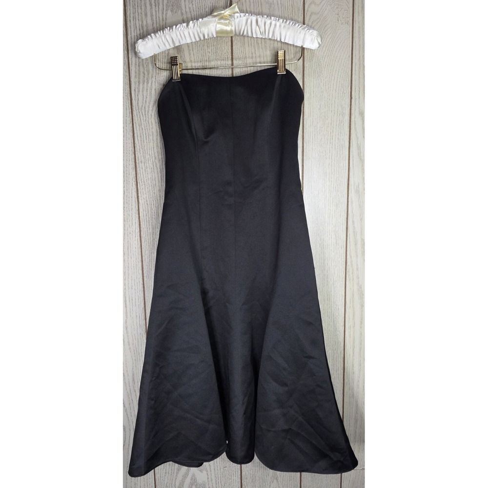 Davids Bridal Black Satin Strapless Cocktail Dress 83259FF Size 2 A-Line Formal